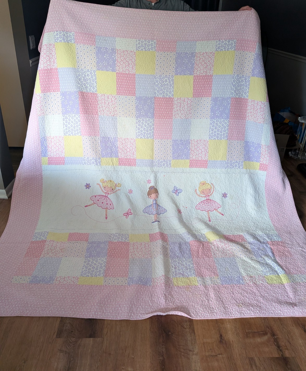 Shabby Cottage Chic Ballerina Bedspread Quilt Full/ Queen